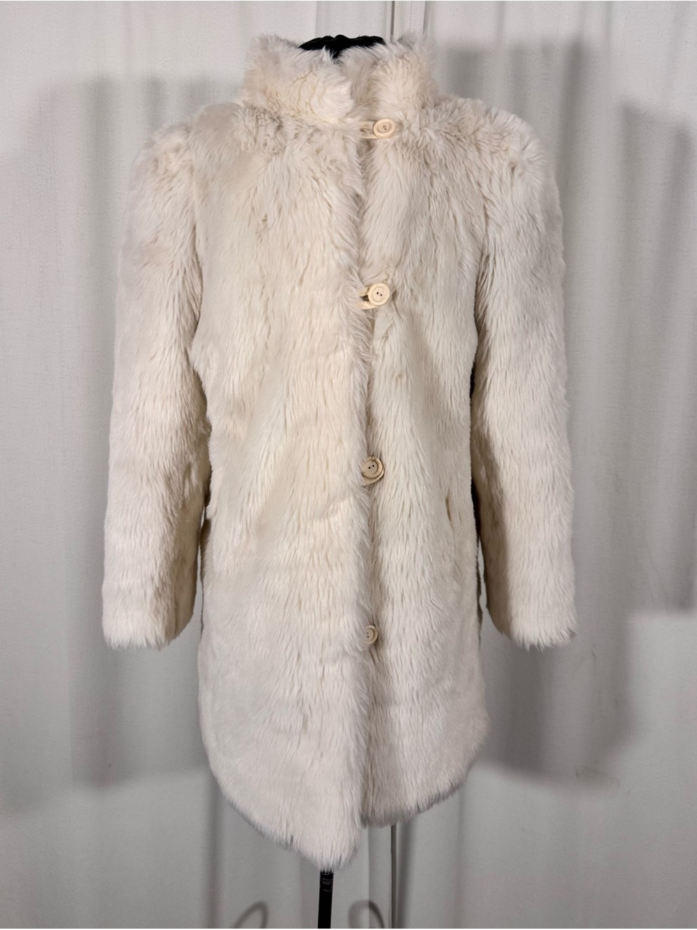 Vintage Astraka of London Ivory Faux Fur Coat